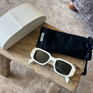PRADA / SCULTOREO RECTANGLE FRAME SUNGLASSES / WHITE